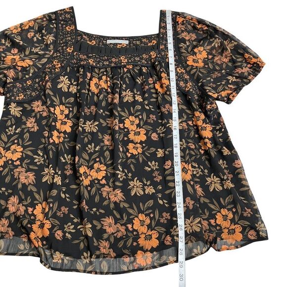 Daniel Rainn Top Womens 1X Floral Square Neck Short Sleeve Boho Peasant Cottage - Picture 9 of 12